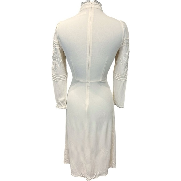 NWOT Reformation Adelia Crepe Ivory Embroidered Long Sleeve Maxi Dress Size 6 - Picture 9 of 13